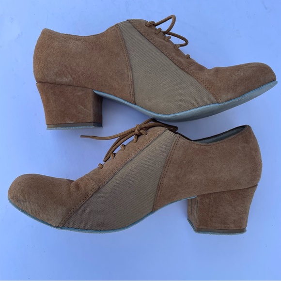 KelaCi Dance Shoes Heel Lace Up Camel Brown Size 6 - Picture 6 of 12